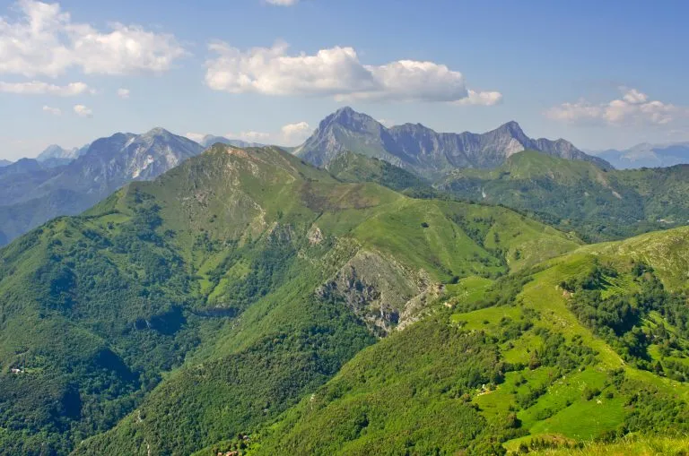 Vue des Alpi Apuane depuis le Monte Prana - Pania secca et Pania di Corfino